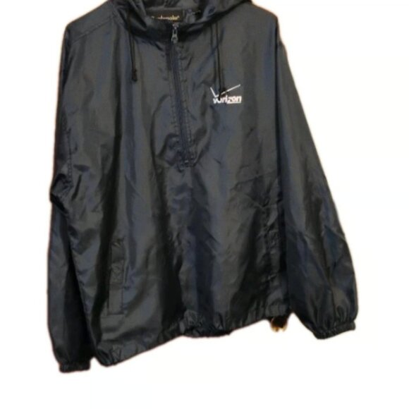 Verizon Wireless Blue 1/4 Zip Up Medium Rain Windbreaker Hooded Jacket Dunbrooke - Picture 1 of 11